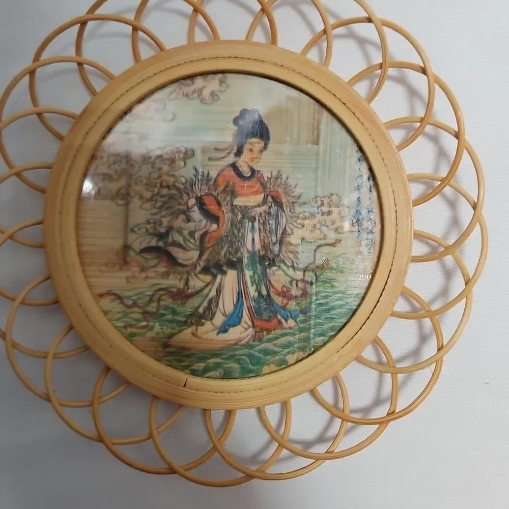 Geisha Ladies Woven Bamboo Coasters Set Of 6 With Carrier